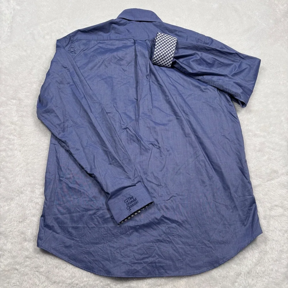 Fairway & Greene Button Down Shirt Men Large Blue Honda Classic Golf‎ Flip Cuff